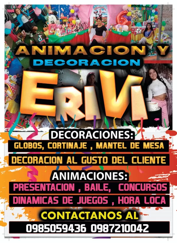 TODO EN ANIMACIÓN Y DECORACIÓN PARA TUS EVENTOS SOCIALES